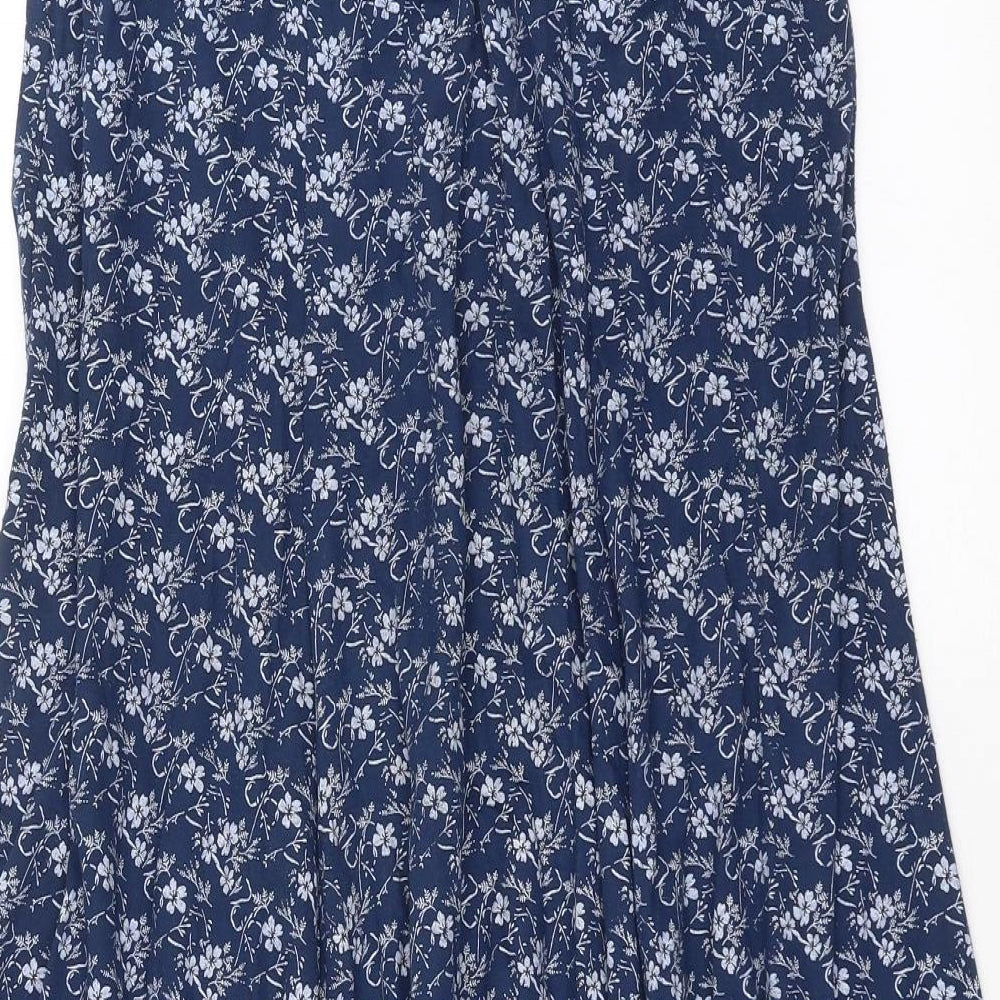 Damart Womens Blue Floral  A-Line Skirt Size 14