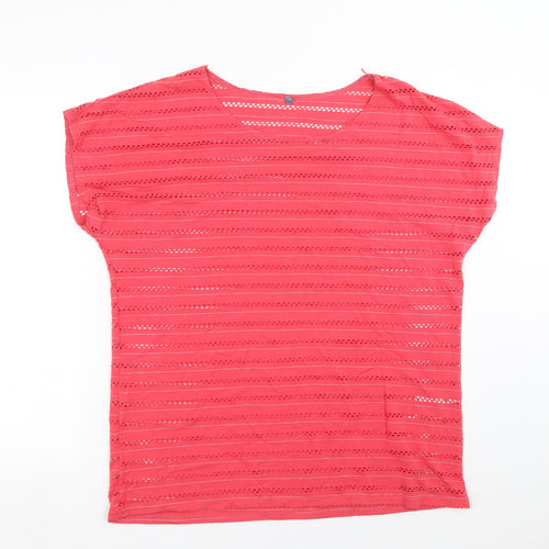 Evie  Womens Pink Striped  Basic T-Shirt Size 14  - cut out pattern