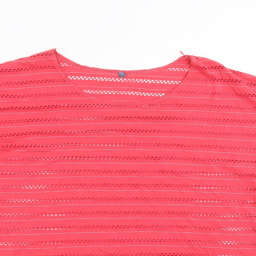 Evie  Womens Pink Striped  Basic T-Shirt Size 14  - cut out pattern