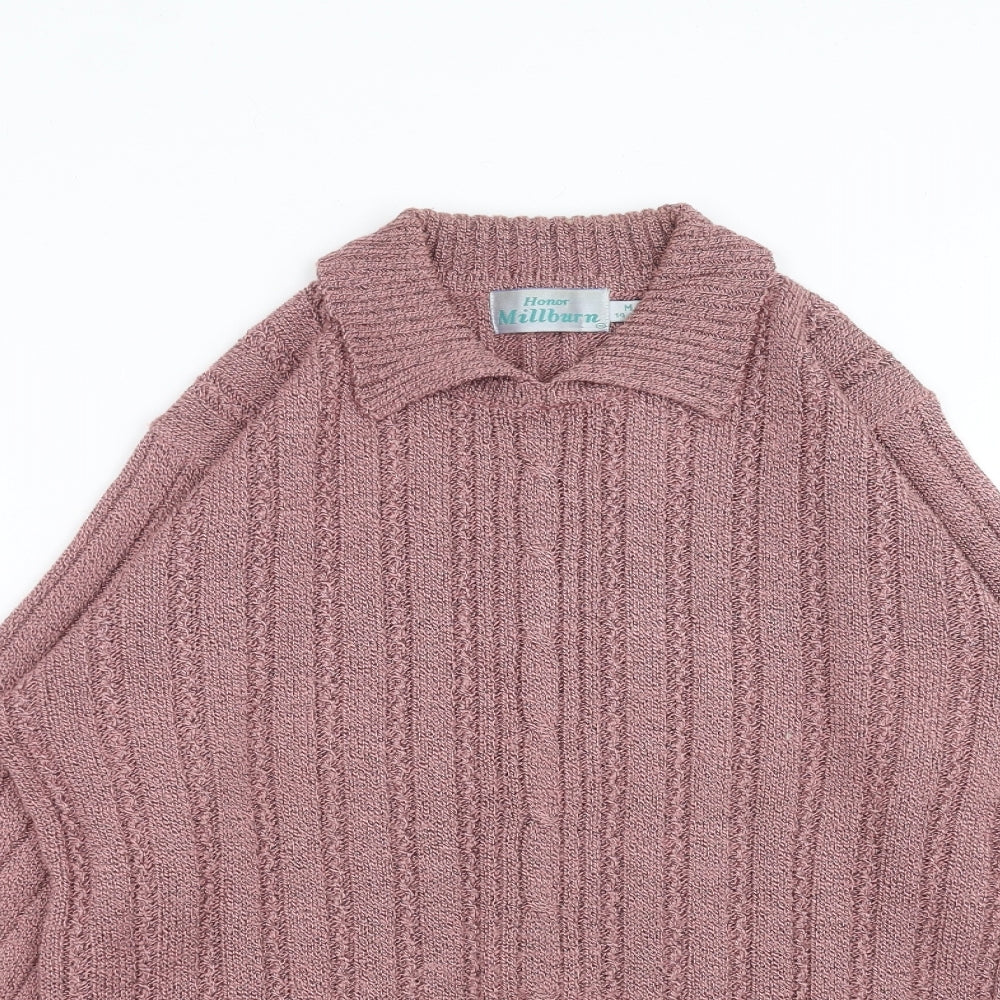 Honor Milburn Womens Pink Striped Knit Pullover Jumper Size M