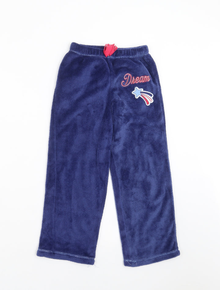 Nautica Girls Blue Solid Fleece  Pyjama Pants Size 7 Years  - dream