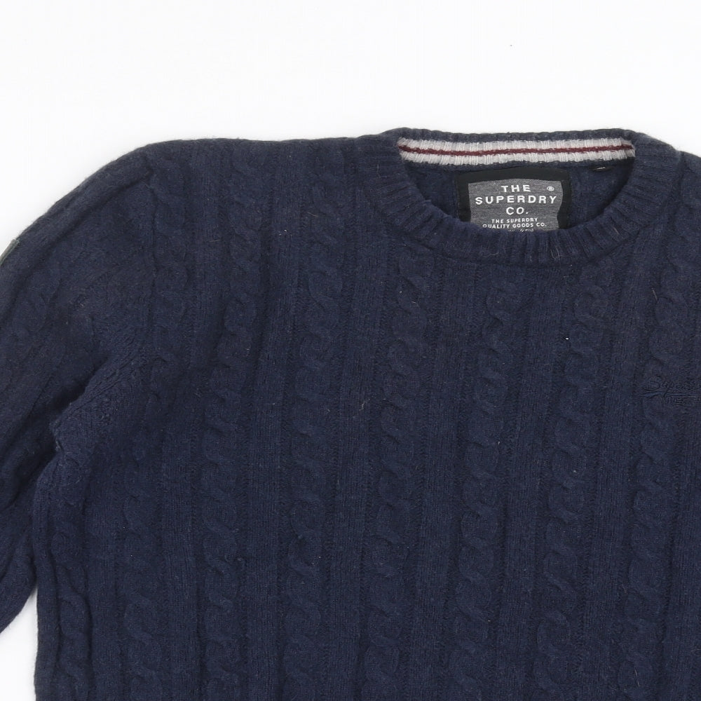 Superdry Mens Blue  Knit Pullover Jumper Size 3XL
