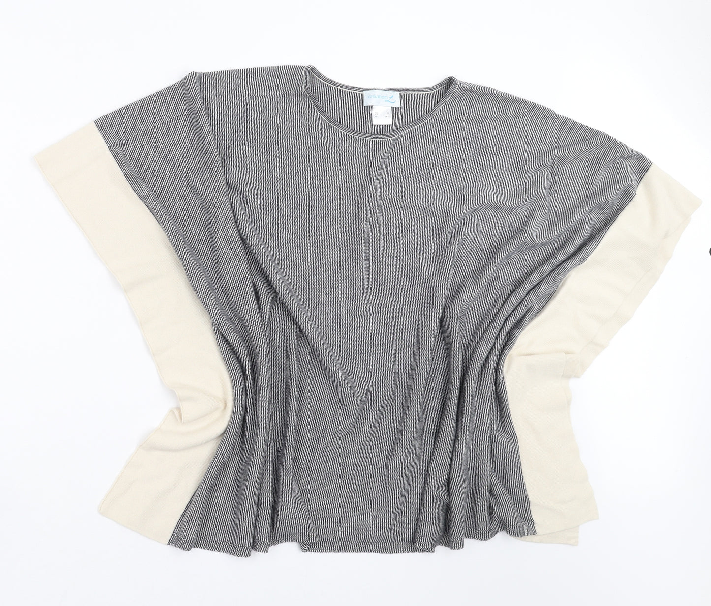 Creation Womens Gold Geometric Knit Cape Jumper Size M