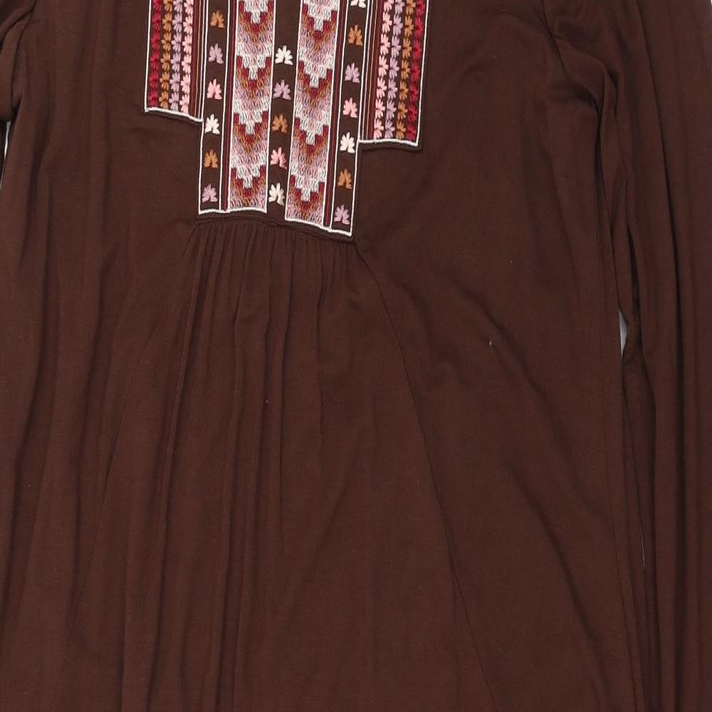 Lily Ella Womens Brown   T-Shirt Dress  Size 14  - Embroidered detail