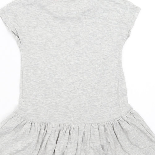 NEXT Girls Grey   T-Shirt Dress  Size 4 Years  - heart sequin