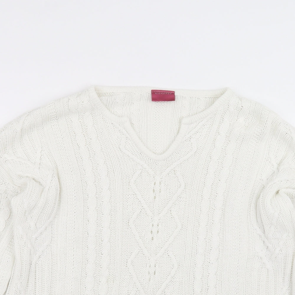 Richards Womens White  Knit Pullover Jumper Size M