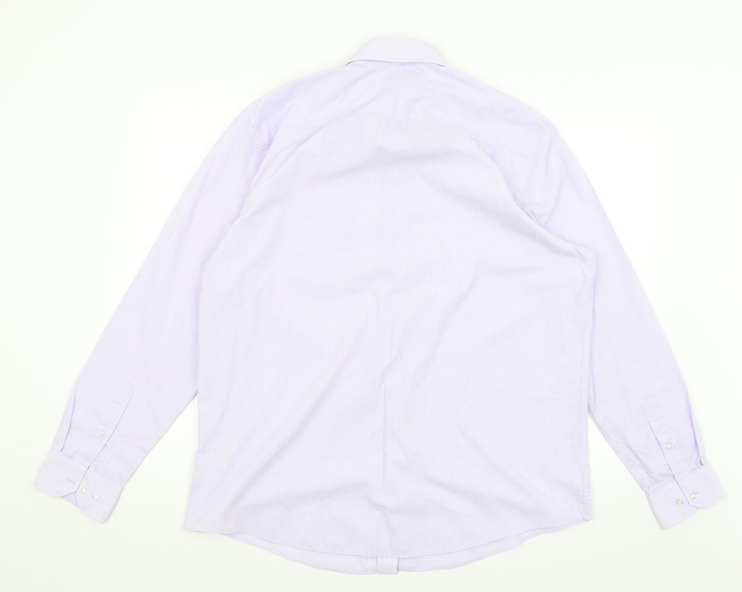 TU Mens Purple Check   Dress Shirt Size 17