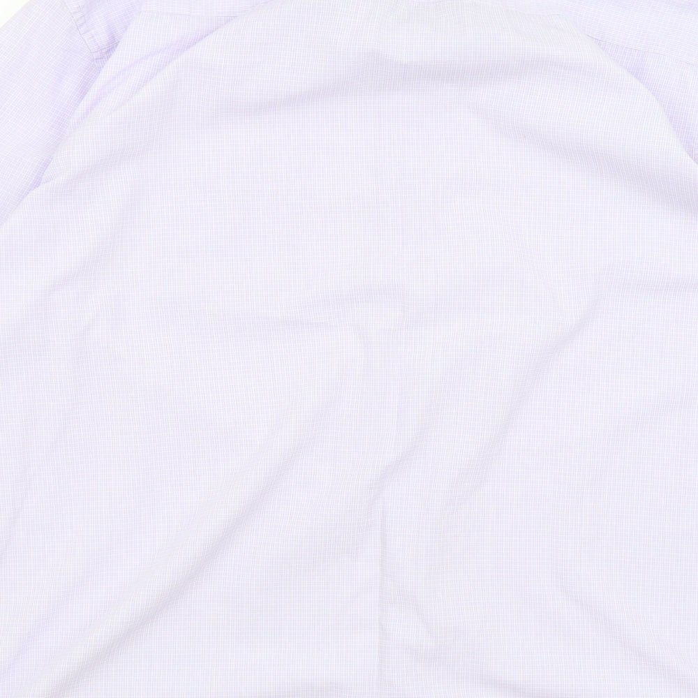 TU Mens Purple Check   Dress Shirt Size 17