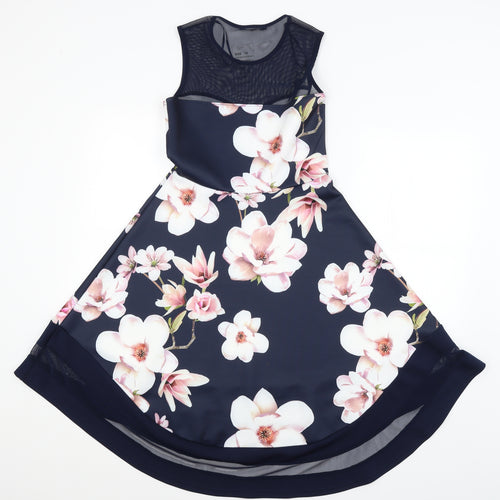 Quiz Womens Blue Floral  Fit & Flare  Size 10