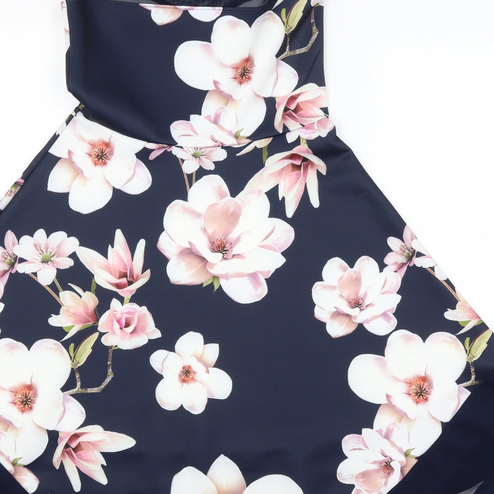 Quiz Womens Blue Floral  Fit & Flare  Size 10