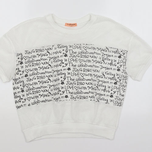 Flammode Womens White   Basic T-Shirt Size M