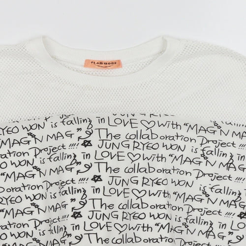 Flammode Womens White   Basic T-Shirt Size M