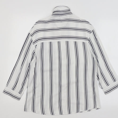 Bershka Womens White Striped  Basic Button-Up Size S
