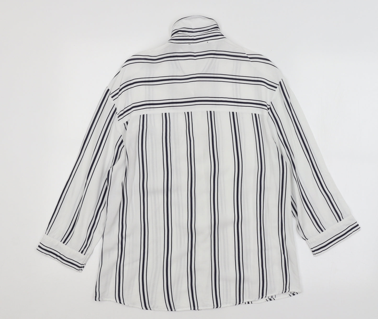 Bershka Womens White Striped  Basic Button-Up Size S