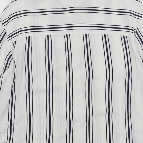 Bershka Womens White Striped  Basic Button-Up Size S