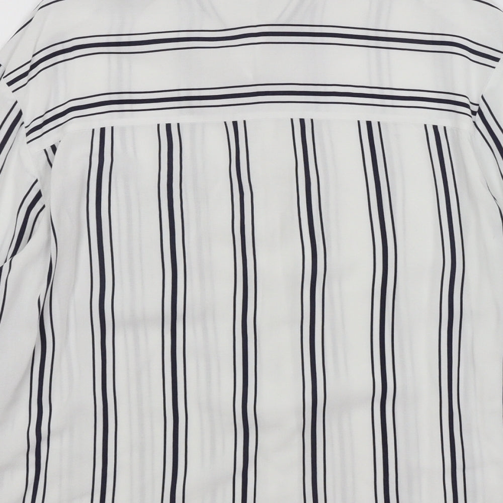 Bershka Womens White Striped  Basic Button-Up Size S