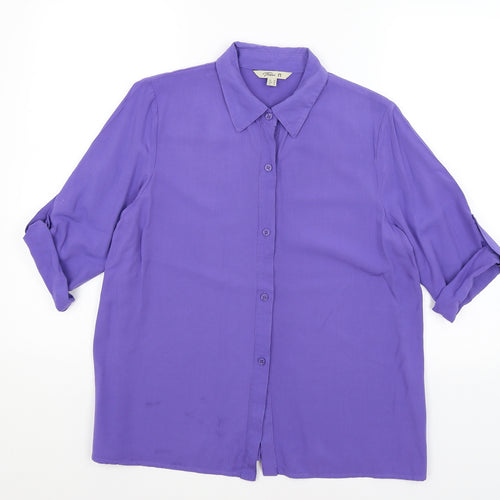 Trevi Womens Purple   Basic Button-Up Size 12