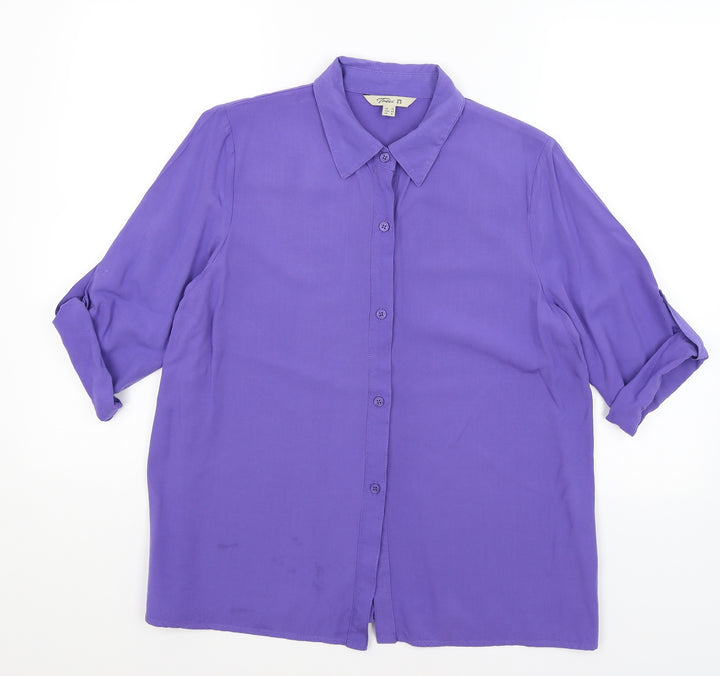 Trevi Womens Purple Basic Button-Up Size 12