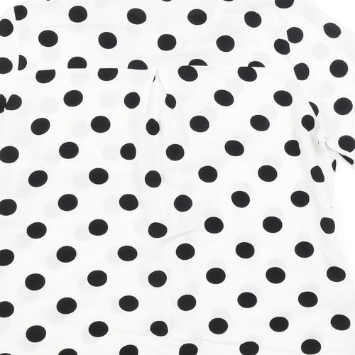 Big Dart Womens White Polka Dot  Basic Button-Up Size 10