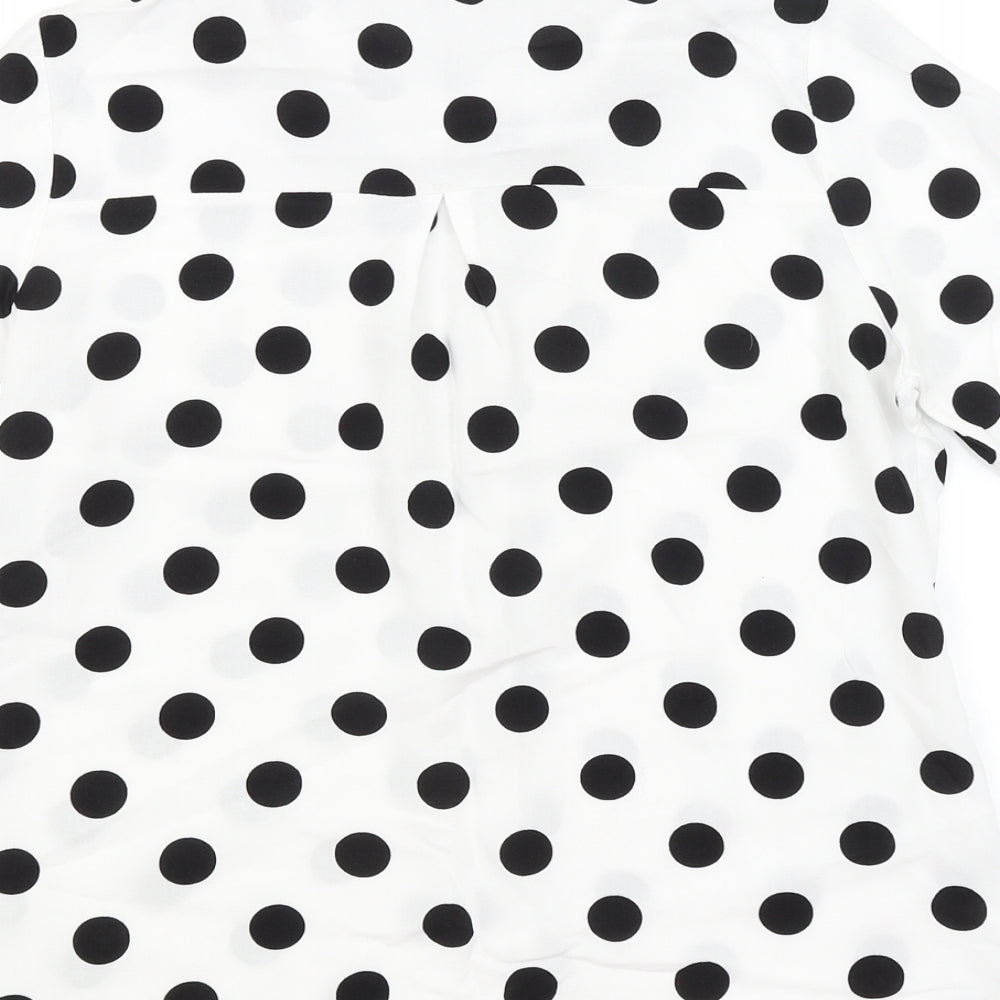 Big Dart Womens White Polka Dot  Basic Button-Up Size 10