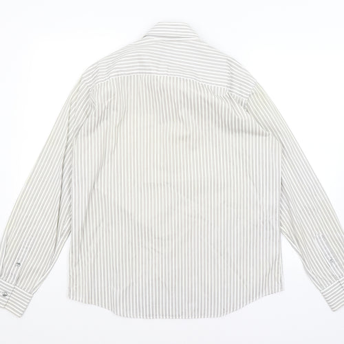 Autograph Mens White Striped   Button-Up Size M