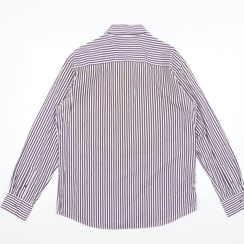 Autograph Mens White Striped   Button-Up Size M