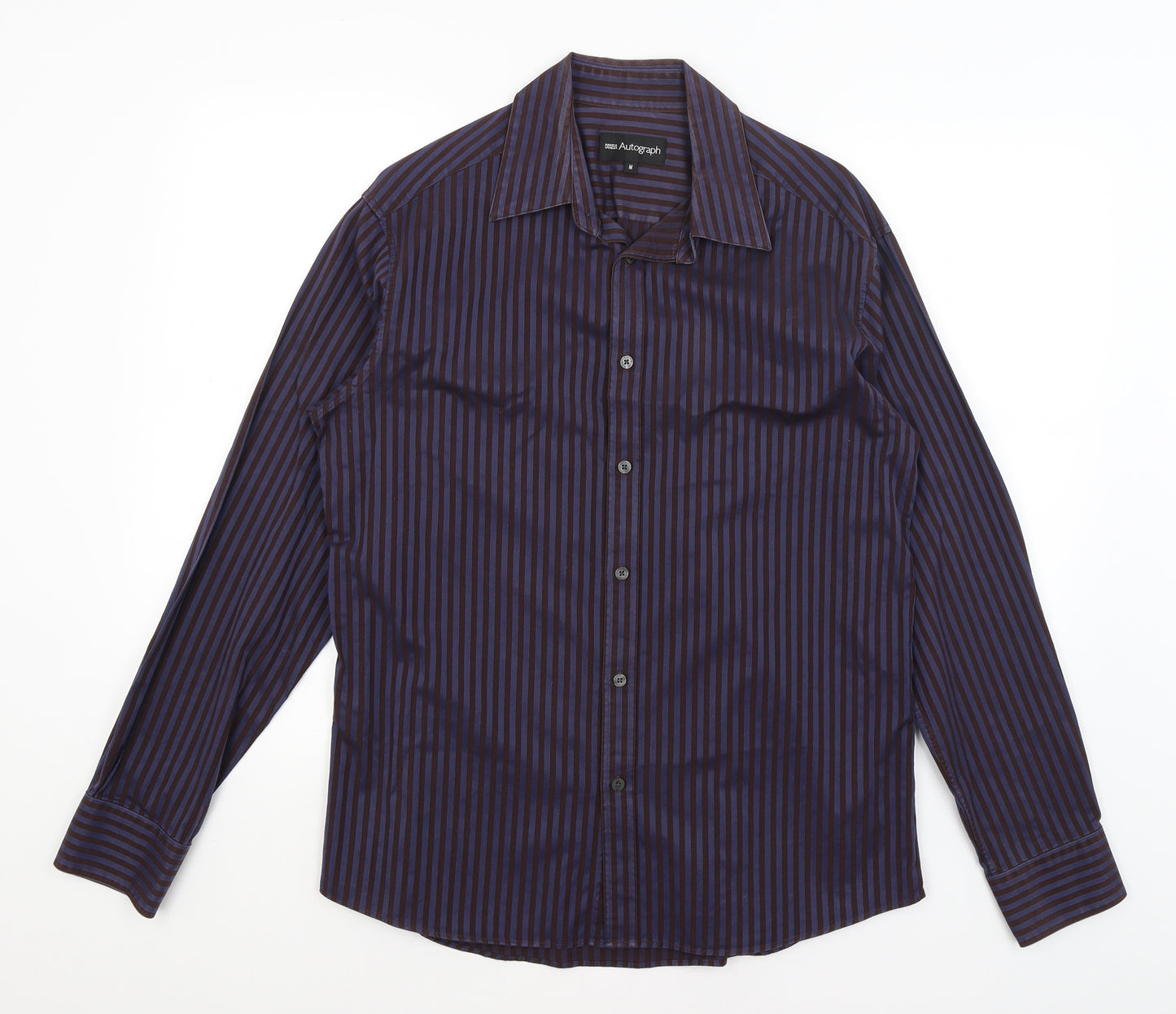 Autograph Mens Blue Striped   Button-Up Size M