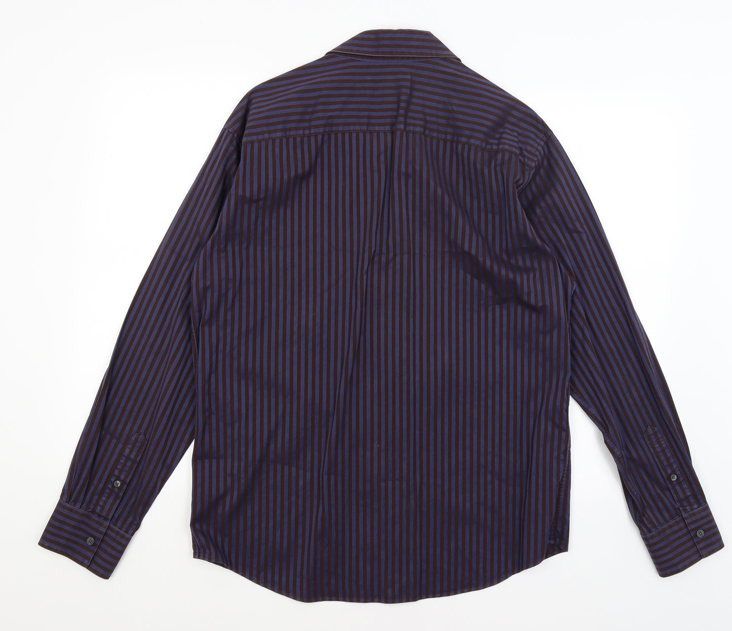 Autograph Mens Blue Striped   Button-Up Size M