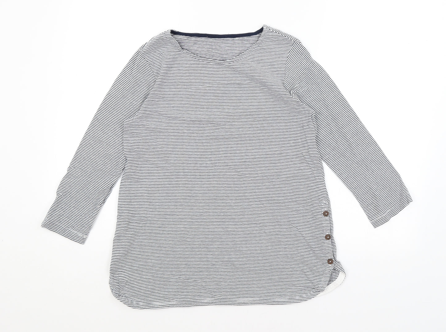 Fat Face Womens White Striped  Basic T-Shirt Size 12