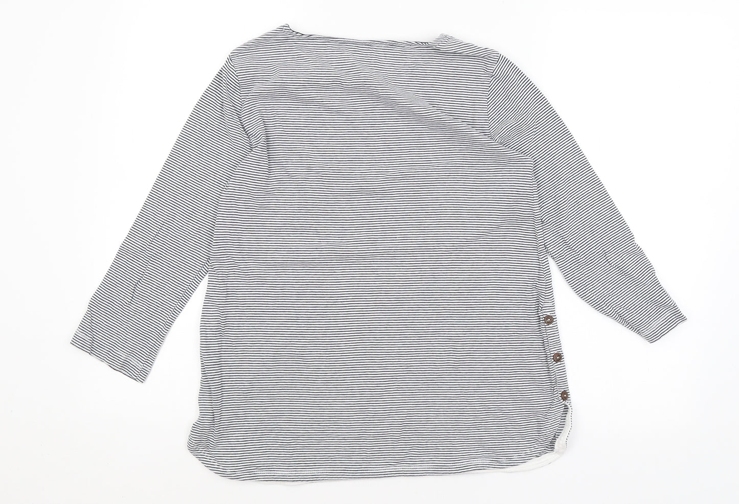 Fat Face Womens White Striped  Basic T-Shirt Size 12