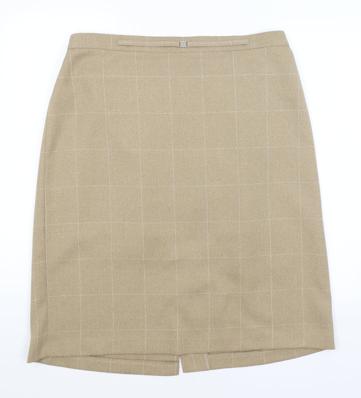 M&S Womens Brown Check A-Line Skirt Size 20