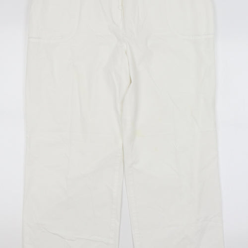 M&S Womens White   Trousers  Size 18 L26 in