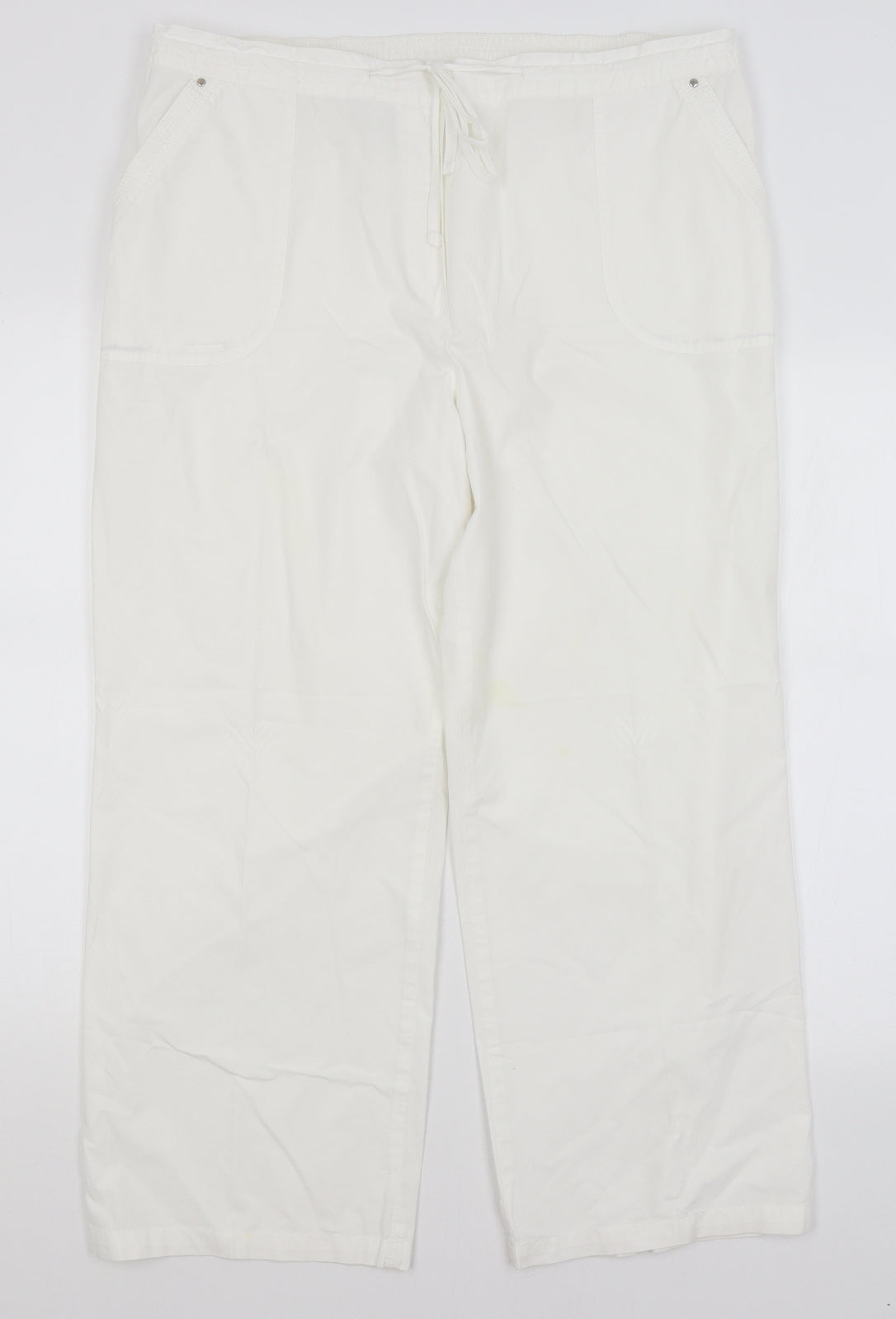 M&S Womens White   Trousers  Size 18 L26 in