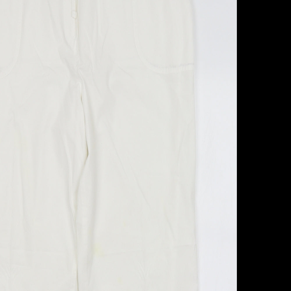 M&S Womens White   Trousers  Size 18 L26 in