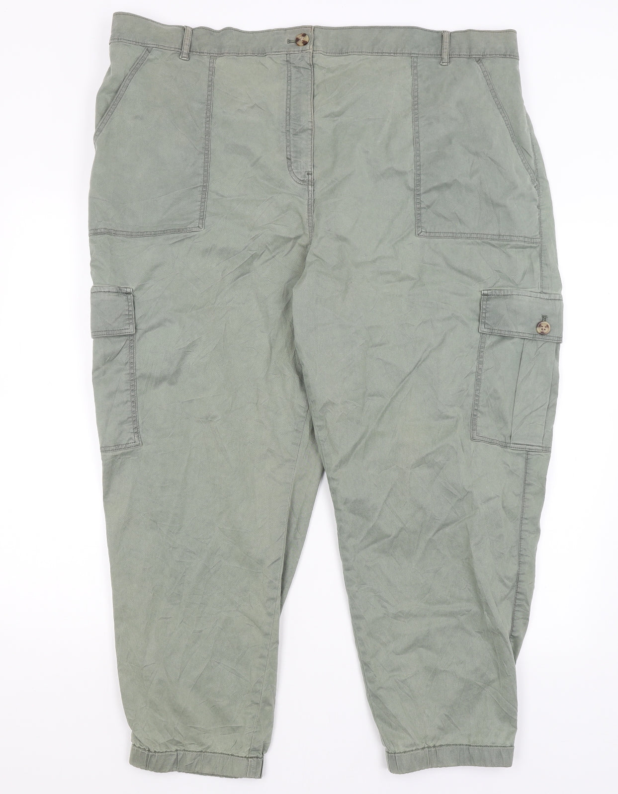 M&S Womens Green   Trousers  Size 24 L26 in