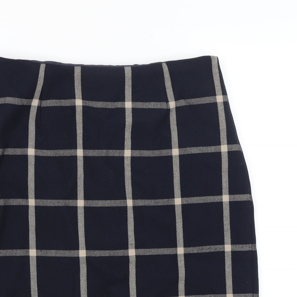 Hobbs Womens Blue Check  Straight & Pencil Skirt Size 10