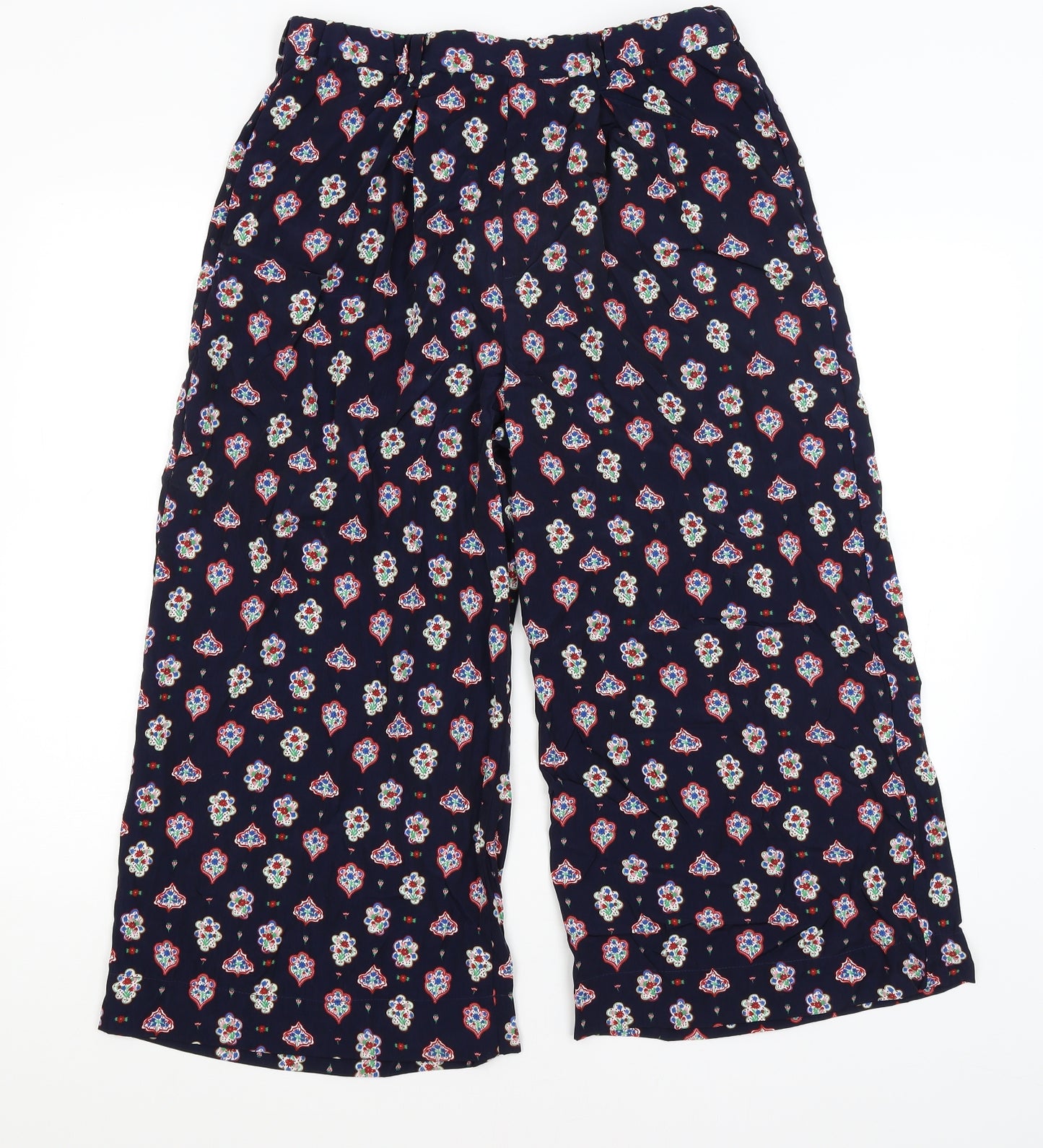 Uni Qlo Womens Blue Floral  Cropped Trousers Size M L21 in
