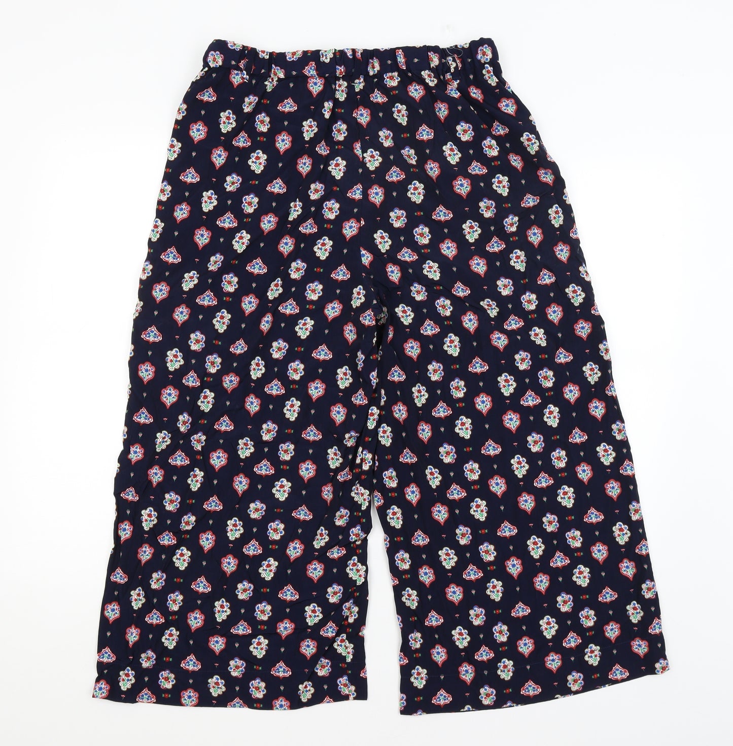 Uni Qlo Womens Blue Floral  Cropped Trousers Size M L21 in