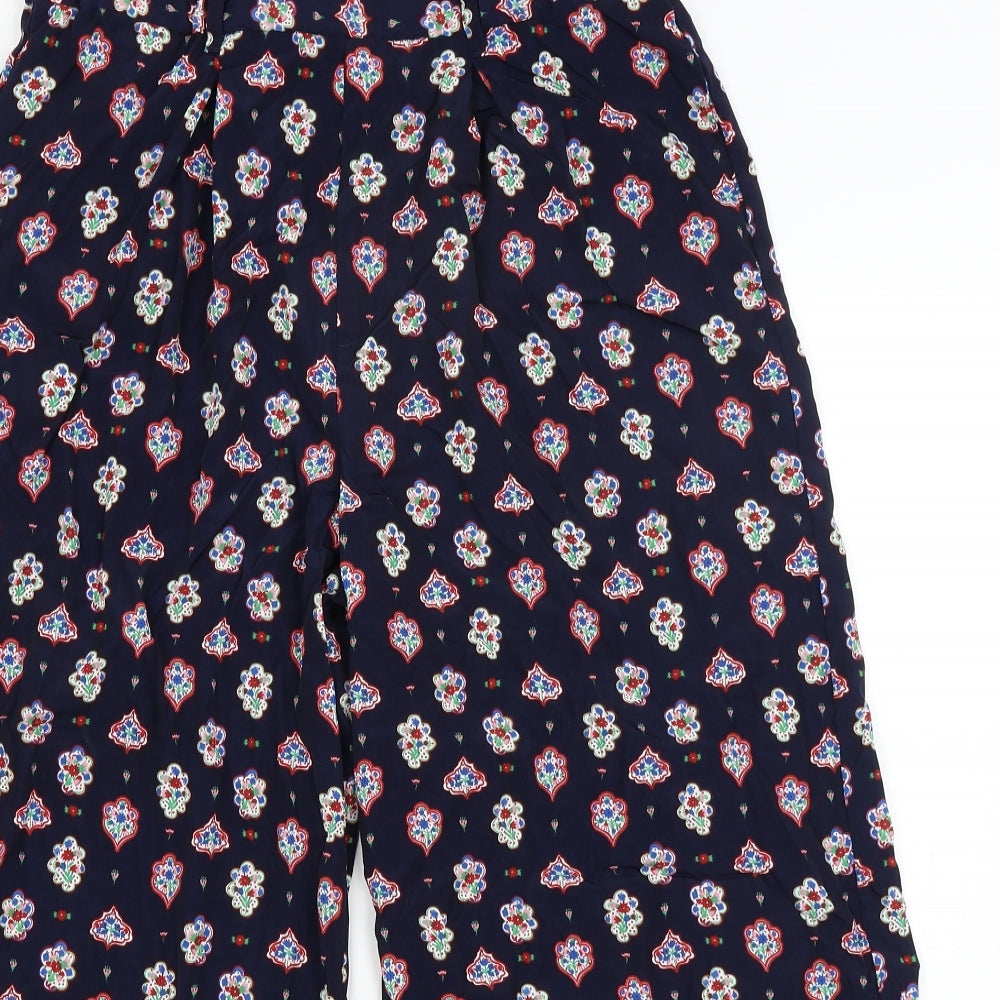 Uni Qlo Womens Blue Floral  Cropped Trousers Size M L21 in