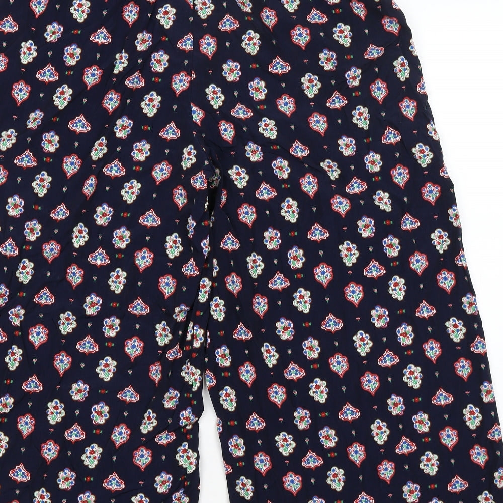 Uni Qlo Womens Blue Floral  Cropped Trousers Size M L21 in