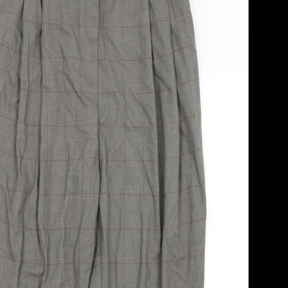 M&S Womens Grey Check  Cropped Trousers Size 16 L24 in