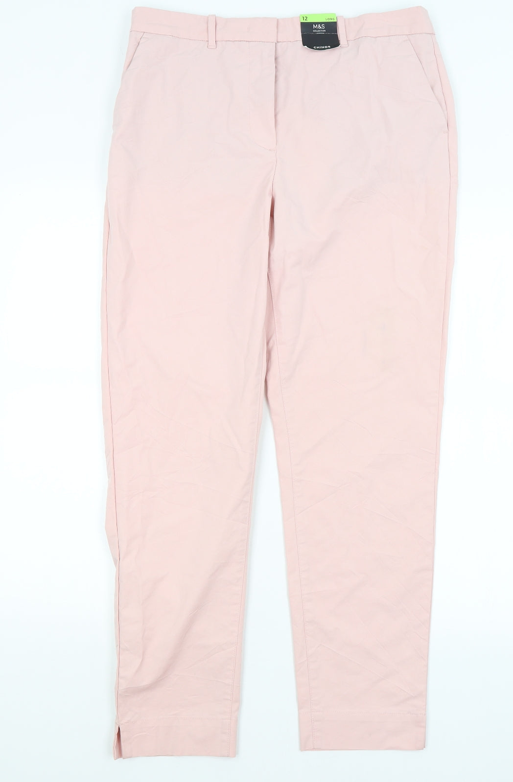 M&S Womens Pink   Chino Trousers Size 12 L29 in