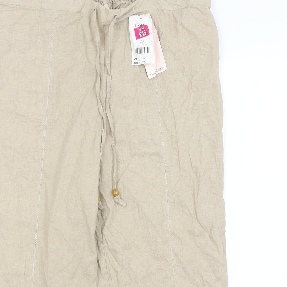 Evans Womens Beige   Cropped Trousers Size 20 L22 in