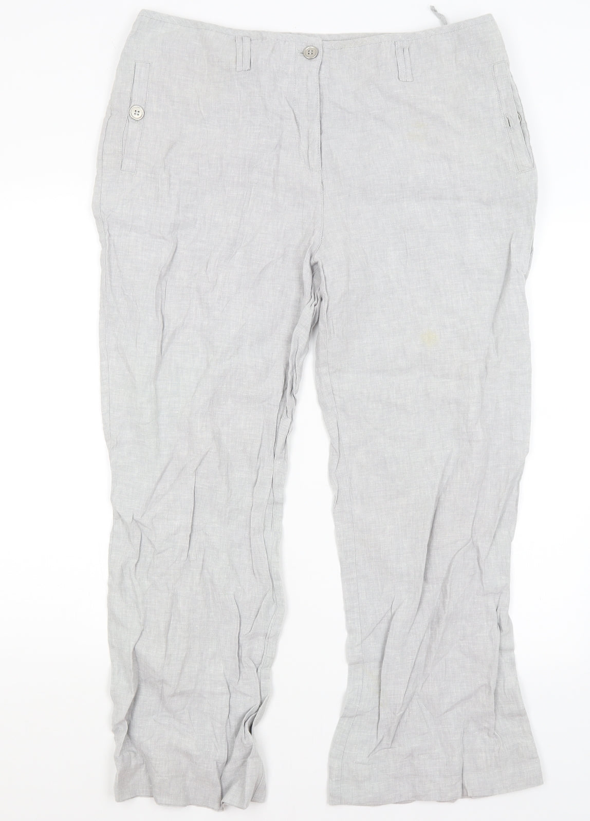 Per Una Womens Grey   Trousers  Size 16 L26.5 in