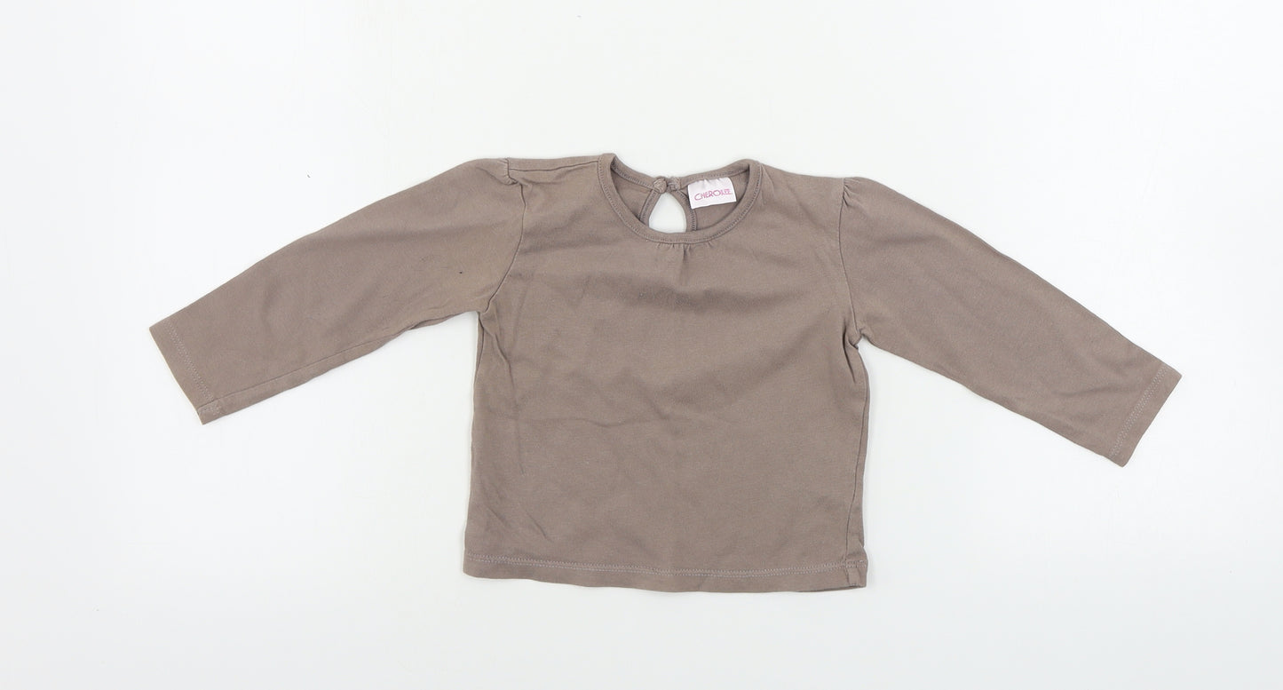 Cherokee  Girls Brown   Basic T-Shirt Size 12-18 Months