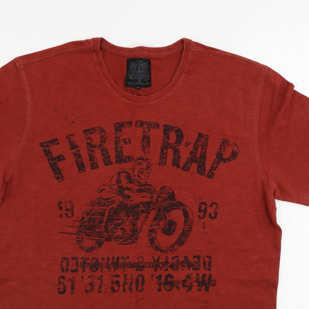 Firetrap  Mens Orange    T-Shirt Size L