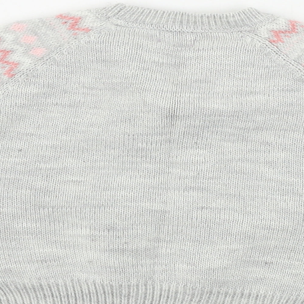 F&F  Girls Grey   Pullover Jumper Size 18-24 Months  - penguin pattern