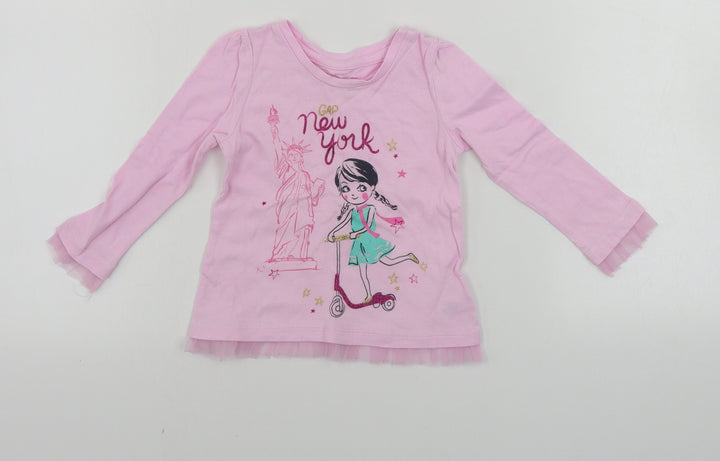 Gap Girls Pink Basic T-Shirt Size 18-24 Months