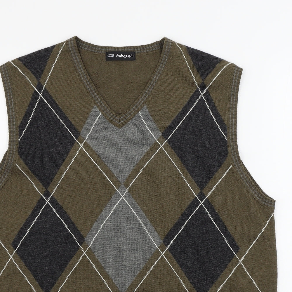 Marks and Spencer  Mens Brown Herringbone  Vest Jumper Size L