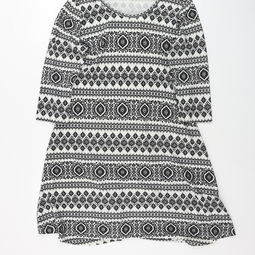 Peacocks  Womens Grey Geometric  A-Line  Size 14